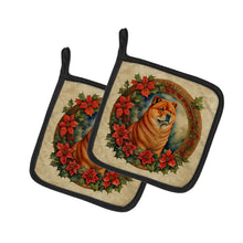 Load image into Gallery viewer, Chow Chow Christmas Flowers Pot Holders - Set of 2 Decorative Kitchen Helpers | Made in the USA