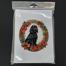 Load image into Gallery viewer, Cocker Spaniel Christmas Flowers Greeting Cards - Blank Note Cards – 8-Pack of Artist-Designed Cards with Envelopes