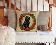 Load image into Gallery viewer, Cocker Spaniel Christmas Flowers Throw Pillow - 14x14 Decorative Pillow – Art for Your Home &amp; Patio