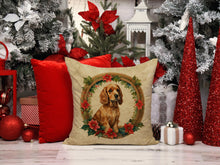 Load image into Gallery viewer, Cocker Spaniel Christmas Flowers Throw Pillow