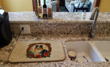 Load image into Gallery viewer, Collie Christmas Flowers Dish Drying Mat