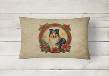 Load image into Gallery viewer, Collie Christmas Flowers Throw Pillow