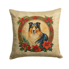 Load image into Gallery viewer, Collie Christmas Flowers Throw Pillow - 14x14 Decorative Pillow – Art for Your Home &amp; Patio