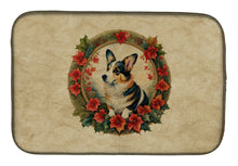 Load image into Gallery viewer, Corgi Christmas Flowers Dish Drying Mat