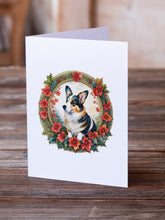 Load image into Gallery viewer, Corgi Christmas Flowers Greeting Cards - Blank Note Cards – 8-Pack of Artist-Designed Cards with Envelopes