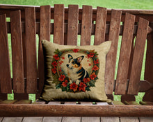 Load image into Gallery viewer, Corgi Christmas Flowers Throw Pillow - 14x14 Decorative Pillow – Art for Your Home &amp; Patio
