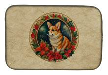 Load image into Gallery viewer, Corgi Christmas Flowers Dish Drying Mat