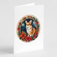 Load image into Gallery viewer, Corgi Christmas Flowers Greeting Cards - Blank Note Cards – 8-Pack of Artist-Designed Cards with Envelopes