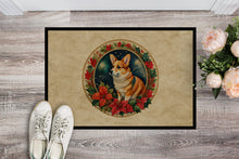 Load image into Gallery viewer, Corgi Christmas Flowers Doormat-24x36 Indoor / Outdoor Rug | Made in USA