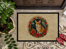 Load image into Gallery viewer, Corgi Christmas Flowers Doormat-24x36 Indoor / Outdoor Rug | Made in USA