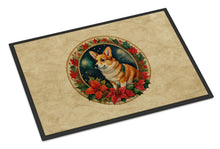 Load image into Gallery viewer, Corgi Christmas Flowers Doormat - 18X27 Indoor / Outdoor Rug | Made in USA