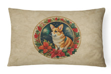 Load image into Gallery viewer, Corgi Christmas Flowers Throw Pillow