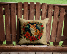 Load image into Gallery viewer, Corgi Christmas Flowers Throw Pillow - 14x14 Decorative Pillow – Art for Your Home &amp; Patio