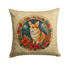 Load image into Gallery viewer, Corgi Christmas Flowers Throw Pillow