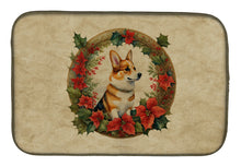 Load image into Gallery viewer, Corgi Christmas Flowers Dish Drying Mat