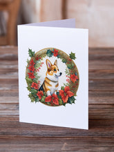 Load image into Gallery viewer, Corgi Christmas Flowers Greeting Cards - Blank Note Cards – 8-Pack of Artist-Designed Cards with Envelopes