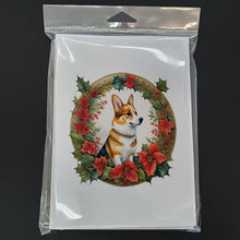 Load image into Gallery viewer, Corgi Christmas Flowers Greeting Cards - Blank Note Cards – 8-Pack of Artist-Designed Cards with Envelopes