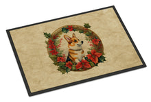 Load image into Gallery viewer, Corgi Christmas Flowers Doormat-24x36 Indoor / Outdoor Rug | Made in USA