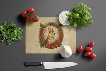 Load image into Gallery viewer, Corgi Christmas Flowers Glass Cutting Boards – Durable, Decorative Kitchen Art