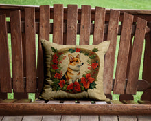 Load image into Gallery viewer, Corgi Christmas Flowers Throw Pillow - 14x14 Decorative Pillow – Art for Your Home &amp; Patio