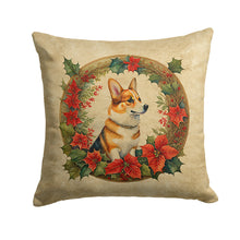 Load image into Gallery viewer, Corgi Christmas Flowers Throw Pillow - 14x14 Decorative Pillow – Art for Your Home &amp; Patio