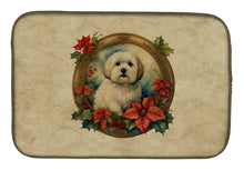 Load image into Gallery viewer, Coton De Tulear Christmas Flowers Dish Drying Mat