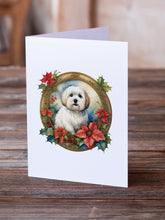 Load image into Gallery viewer, Coton De Tulear Christmas Flowers Greeting Cards - Blank Note Cards – 8-Pack of Artist-Designed Cards with Envelopes