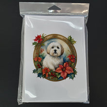 Load image into Gallery viewer, Coton De Tulear Christmas Flowers Greeting Cards - Blank Note Cards – 8-Pack of Artist-Designed Cards with Envelopes