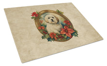 Load image into Gallery viewer, Coton De Tulear Christmas Flowers Glass Cutting Boards – Durable, Decorative Kitchen Art