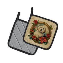Load image into Gallery viewer, Coton De Tulear Christmas Flowers Pot Holders - Set of 2 Decorative Kitchen Helpers | Made in the USA