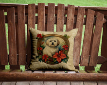 Load image into Gallery viewer, Coton De Tulear Christmas Flowers Throw Pillow - 14x14 Decorative Pillow – Art for Your Home &amp; Patio