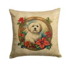 Load image into Gallery viewer, Coton De Tulear Christmas Flowers Throw Pillow - 14x14 Decorative Pillow – Art for Your Home &amp; Patio