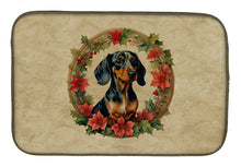 Load image into Gallery viewer, Dachshund Christmas Flowers Dish Drying Mat