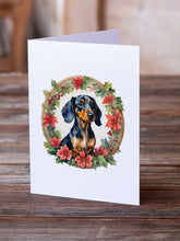 Load image into Gallery viewer, Dachshund Christmas Flowers Greeting Cards - Blank Note Cards – 8-Pack of Artist-Designed Cards with Envelopes