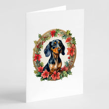 Load image into Gallery viewer, Dachshund Christmas Flowers Greeting Cards - Blank Note Cards – 8-Pack of Artist-Designed Cards with Envelopes