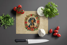 Load image into Gallery viewer, Dachshund Christmas Flowers Glass Cutting Boards – Durable, Decorative Kitchen Art