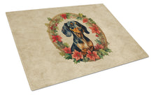 Load image into Gallery viewer, Dachshund Christmas Flowers Glass Cutting Boards – Durable, Decorative Kitchen Art