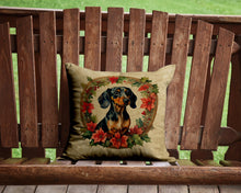 Load image into Gallery viewer, Dachshund Christmas Flowers Throw Pillow - 14x14 Decorative Pillow – Art for Your Home &amp; Patio