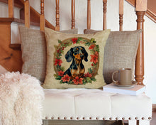 Load image into Gallery viewer, Dachshund Christmas Flowers Throw Pillow - 14x14 Decorative Pillow – Art for Your Home &amp; Patio