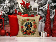 Load image into Gallery viewer, Dachshund Christmas Flowers Throw Pillow