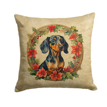 Load image into Gallery viewer, Dachshund Christmas Flowers Throw Pillow