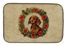 Load image into Gallery viewer, Dachshund Christmas Flowers Dish Drying Mat