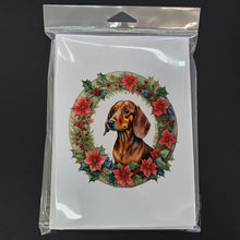 Load image into Gallery viewer, Dachshund Christmas Flowers Greeting Cards - Blank Note Cards – 8-Pack of Artist-Designed Cards with Envelopes