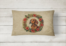 Load image into Gallery viewer, Dachshund Christmas Flowers Throw Pillow