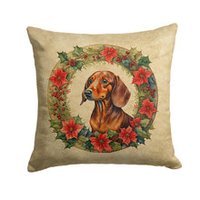 Load image into Gallery viewer, Dachshund Christmas Flowers Throw Pillow