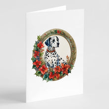 Load image into Gallery viewer, Dalmatian Christmas Flowers Greeting Cards - Blank Note Cards – 8-Pack of Artist-Designed Cards with Envelopes