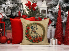 Load image into Gallery viewer, Dalmatian Christmas Flowers Throw Pillow