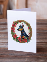 Load image into Gallery viewer, Doberman Pinscher Christmas Flowers Greeting Cards - Blank Note Cards – 8-Pack of Artist-Designed Cards with Envelopes