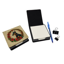 Load image into Gallery viewer, Doberman Pinscher Christmas Flowers PU Leather Note Paper Holder