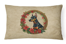 Load image into Gallery viewer, Doberman Pinscher Christmas Flowers Throw Pillow
